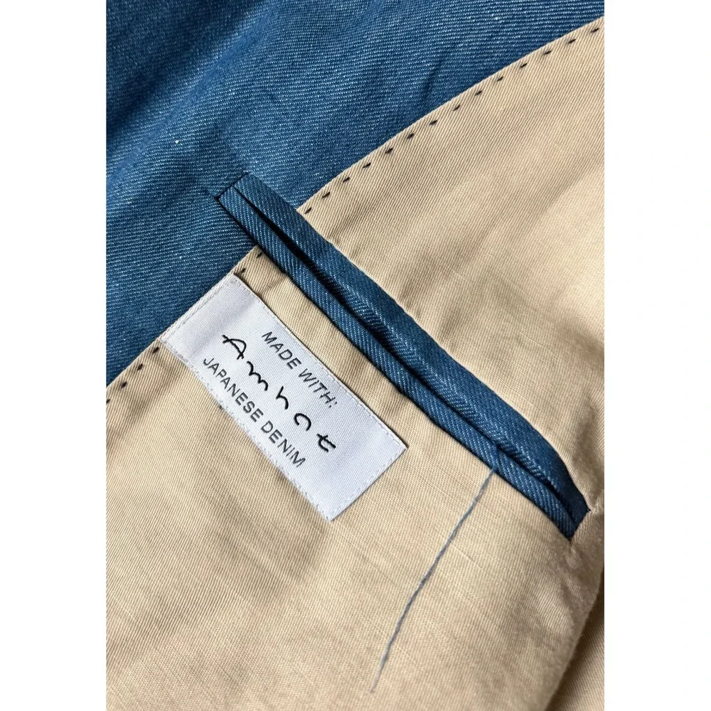 Timberland Men's Blazer Sport Coat Japanese Denim Linen Cotton Blue Large